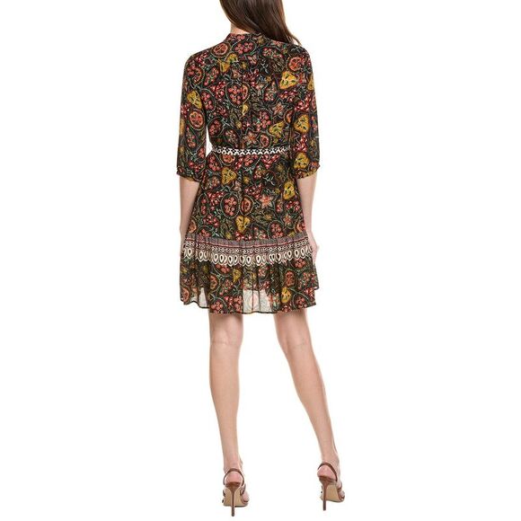 Saloni Womens  Silk Mini Dress, Black - Picture 2 of 3